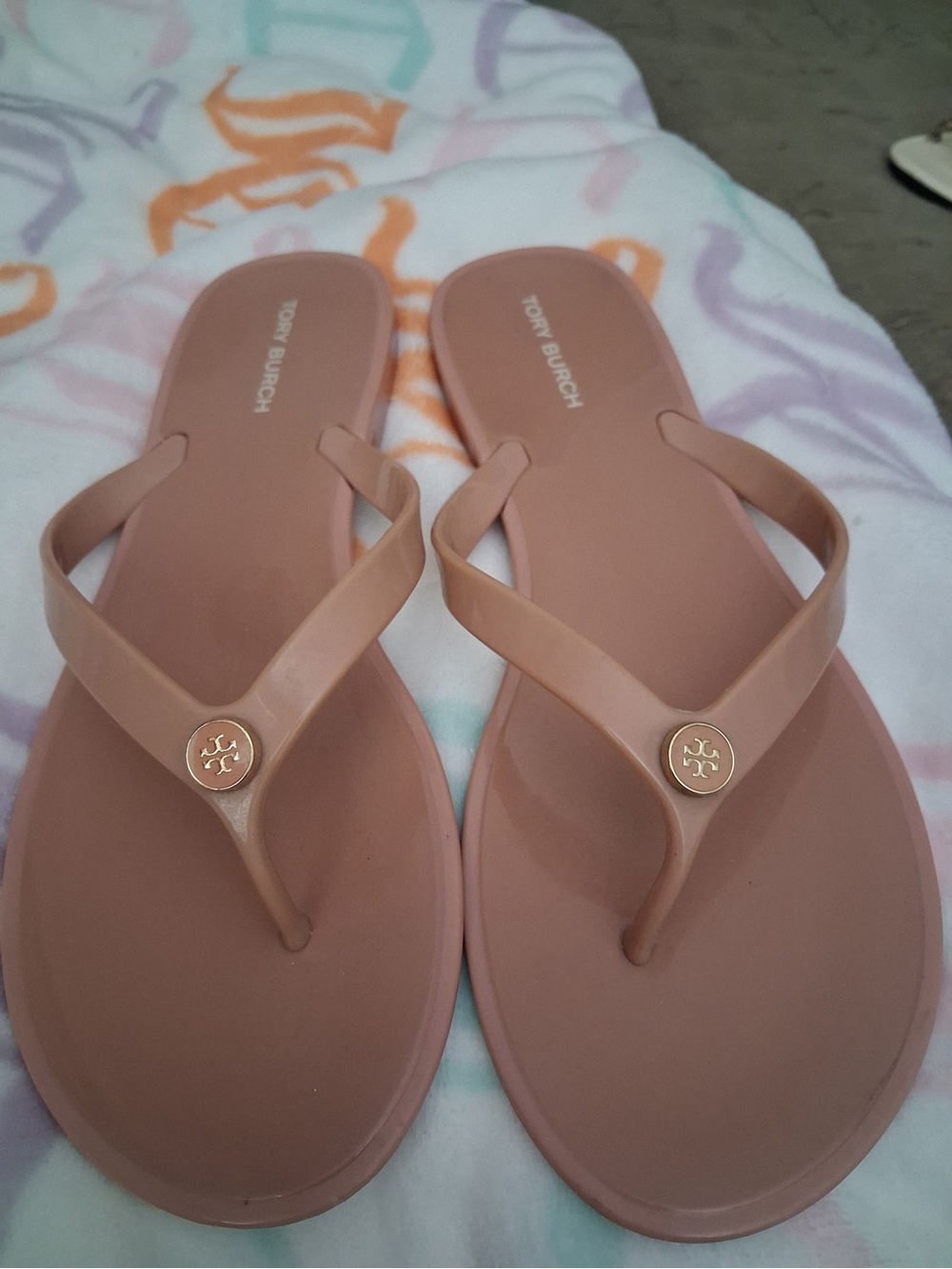 Tory Burch Mauve Pink Logo Thong Sandals